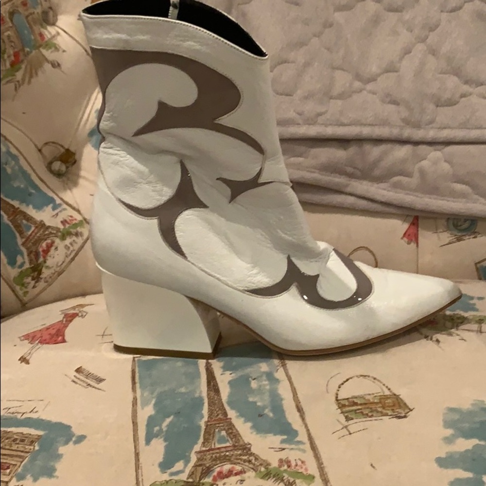 Tibi White cowboy boots